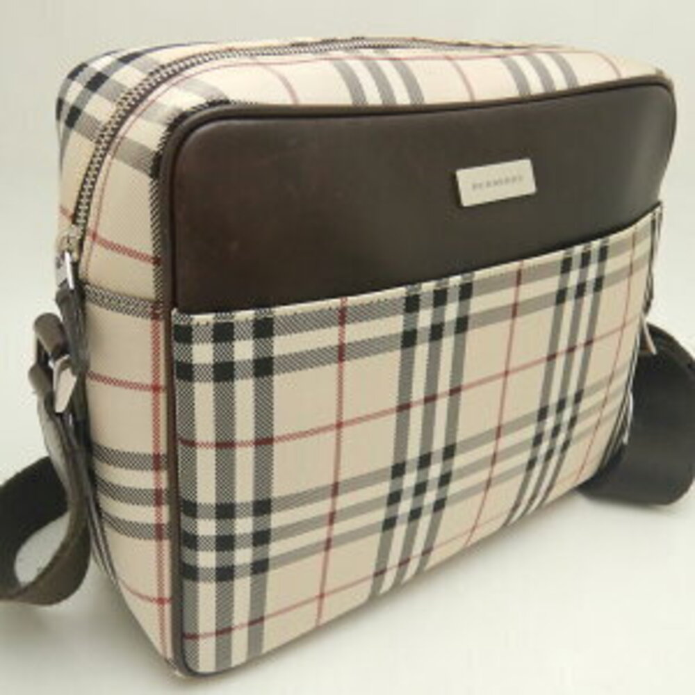 Burberry Nova Check Nylon Leather Shoulder Bag Beige Tan Brown - Picture 2 of 9